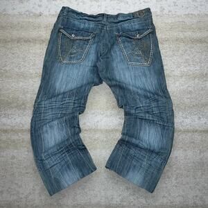 Vintage Y2K Fusal Skater Jeans 42x30 Dark Wash Baggy Wide Leg Denim Rap Style